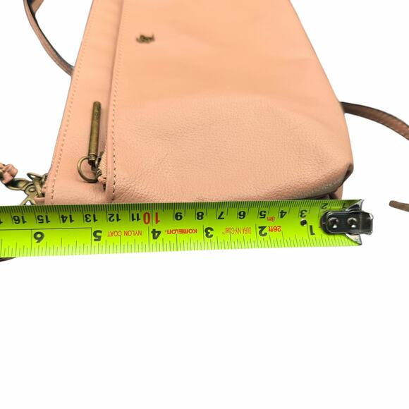 Elliott Lucca Blush Leather Crossbody Bag Chain Strap Zip Pocket - Picture 10 of 14